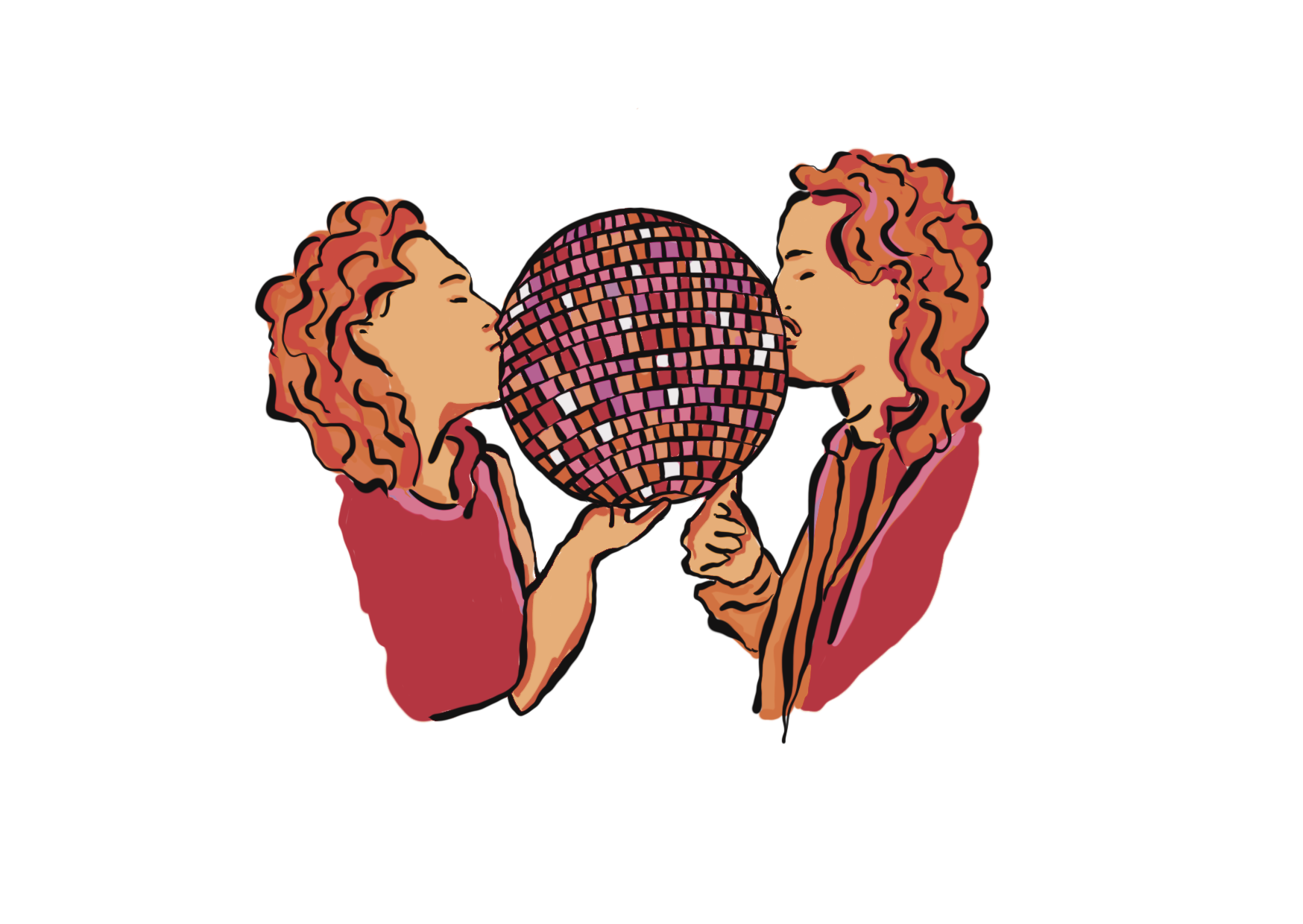 Couple kissing disco ball